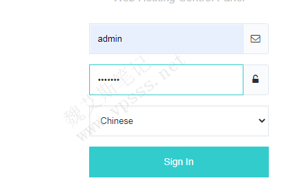 登录页面输入账号密码,语言选择 chinese,进入cyberpanel面板
