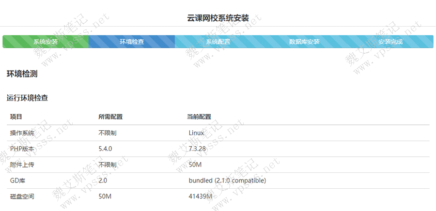进入“环境配置”页面,环境检测、目录文件权限检查、函数依赖性检查都没有问题