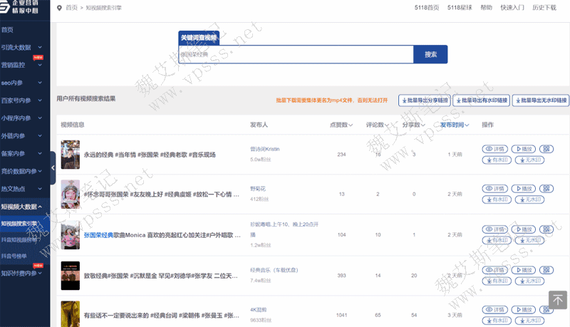 5118短视频搜索引擎快速批量找素材合成短视频