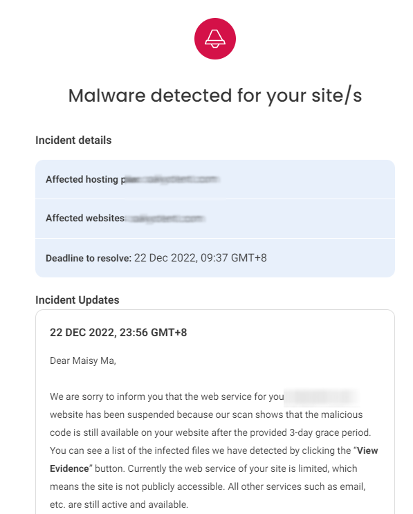 SiteGround告警信息