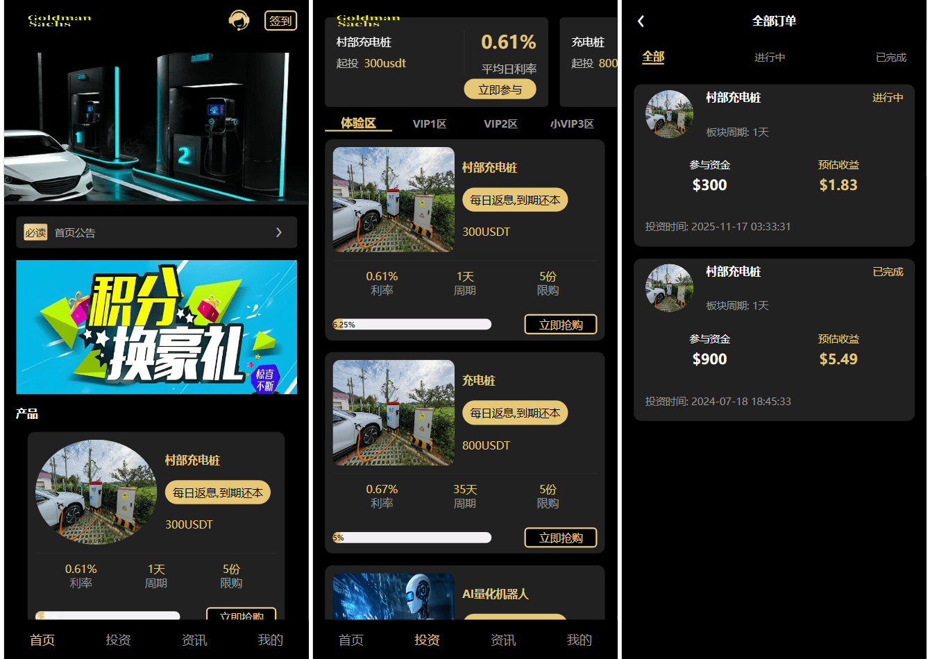 Fidelity充电桩投资理财系统源码-前端uniapp纯源码+后端PHP-Ferry资源网