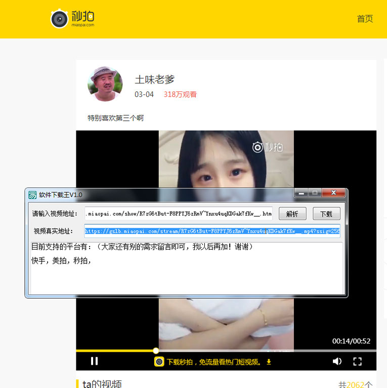 快手/秒拍等视频无水印下载器-Ferry资源网