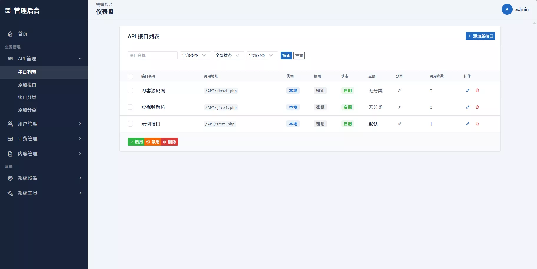 最新更新API管理系统源码 API计费 全开源-Ferry资源网