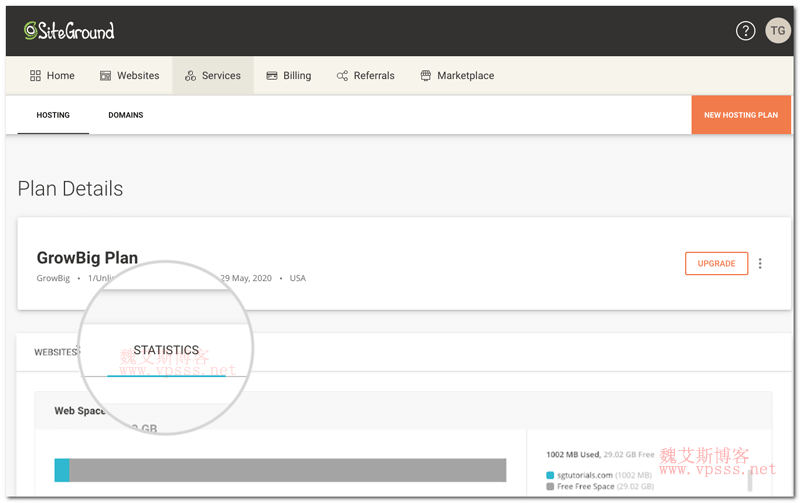 Siteground 磁盘空间等统计数据在哪里查看？-Ferry资源网