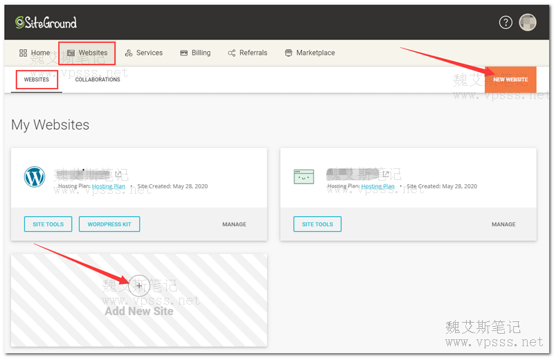 新版Siteground 如何添加多个域名建站