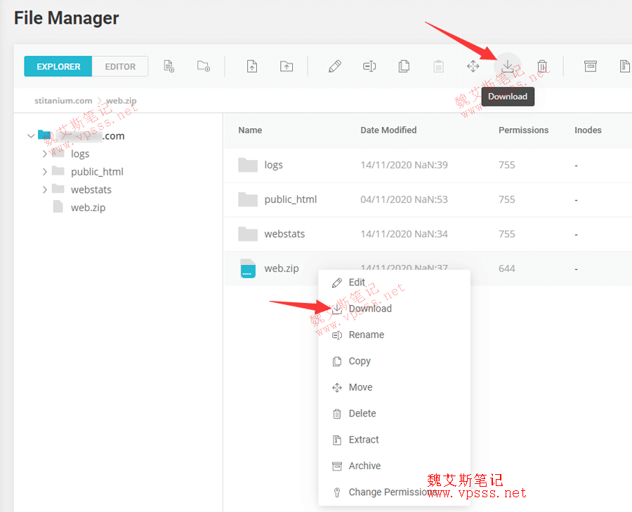 Siteground下载网站压缩文件