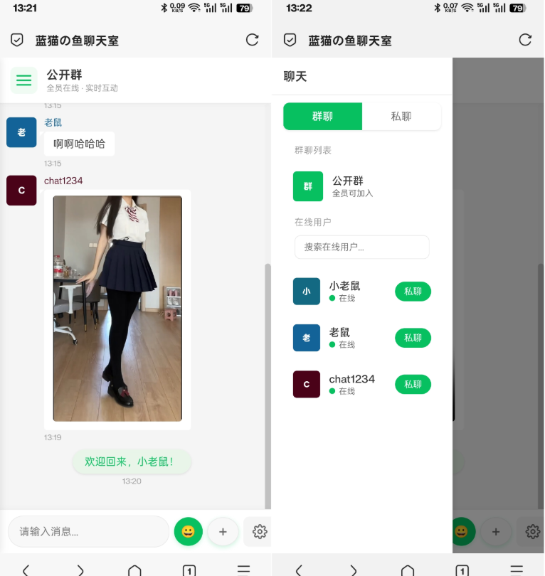 PHP实时消息聊天室源码 聊天APP源码 H5网页聊天室 PHP+WebSocket-Ferry资源网