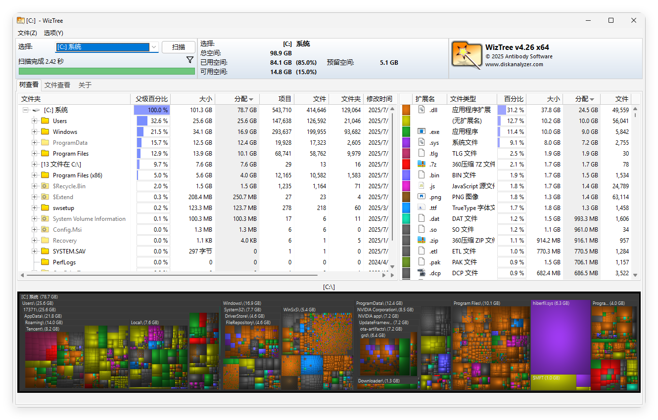 WizTree磁盘分析工具v4.2.8便携版-Ferry资源网